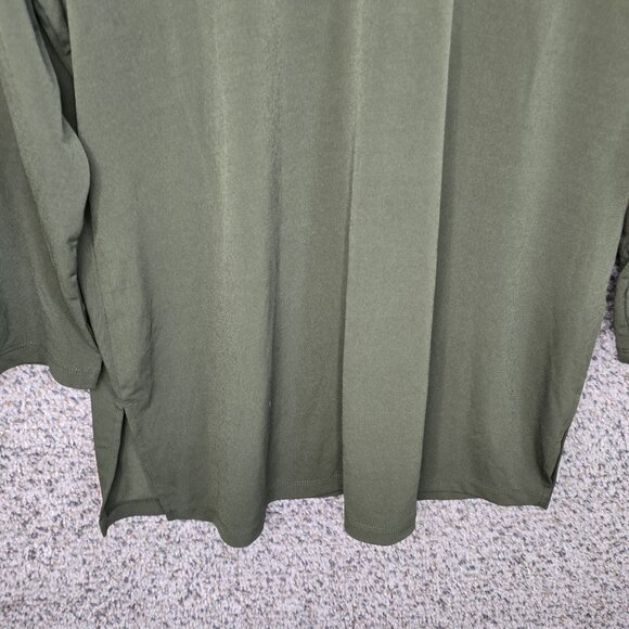 Susan Graver Top Womens MP Petite Medium Green Liquid Knit Mock Neck Blouse - Picture 5 of 7